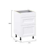 Hugo&Borg Rosemont 21-in W x 34.5-in H x 24-in D Glacier White 3-Drawer Base Fully Assembled Cabinet (Recessed Panel Style)