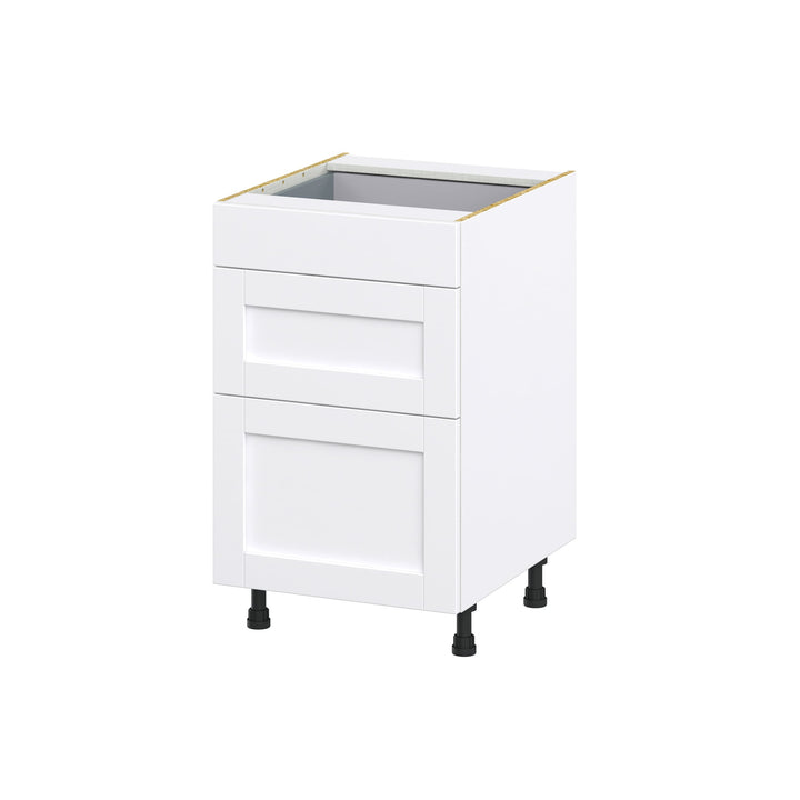 Hugo&Borg Rosemont 21-in W x 34.5-in H x 24-in D Glacier White 3-Drawer Base Fully Assembled Cabinet (Recessed Panel Style)