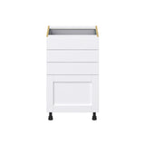 Hugo&Borg Rosemont 21-in W x 34.5-in H x 24-in D Glacier White 4-Drawer Base Fully Assembled Cabinet (Recessed Panel Style)
