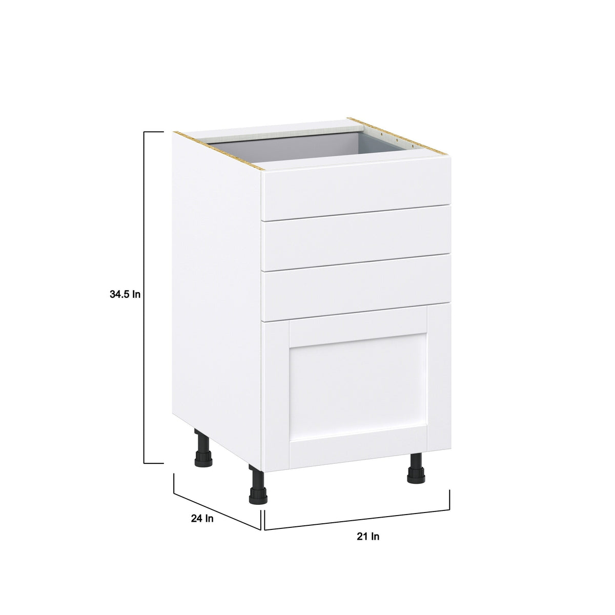 Hugo&Borg Rosemont 21-in W x 34.5-in H x 24-in D Glacier White 4-Drawer Base Fully Assembled Cabinet (Recessed Panel Style)
