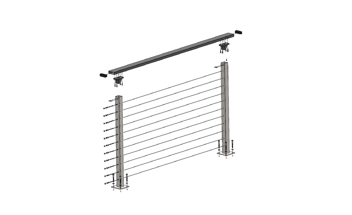 CityPost Deck Mount Bronze Steel Deck Cable Rail Kit