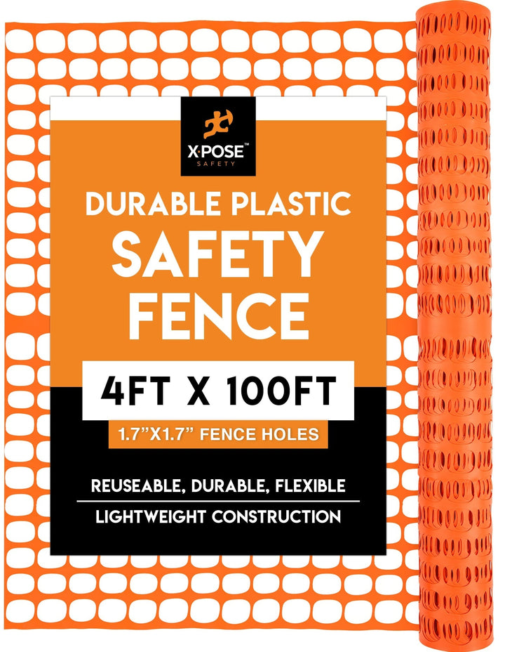 XPOSE SAFETY Orange PVC Bamboo Fence, 100ft x 4ft Roll