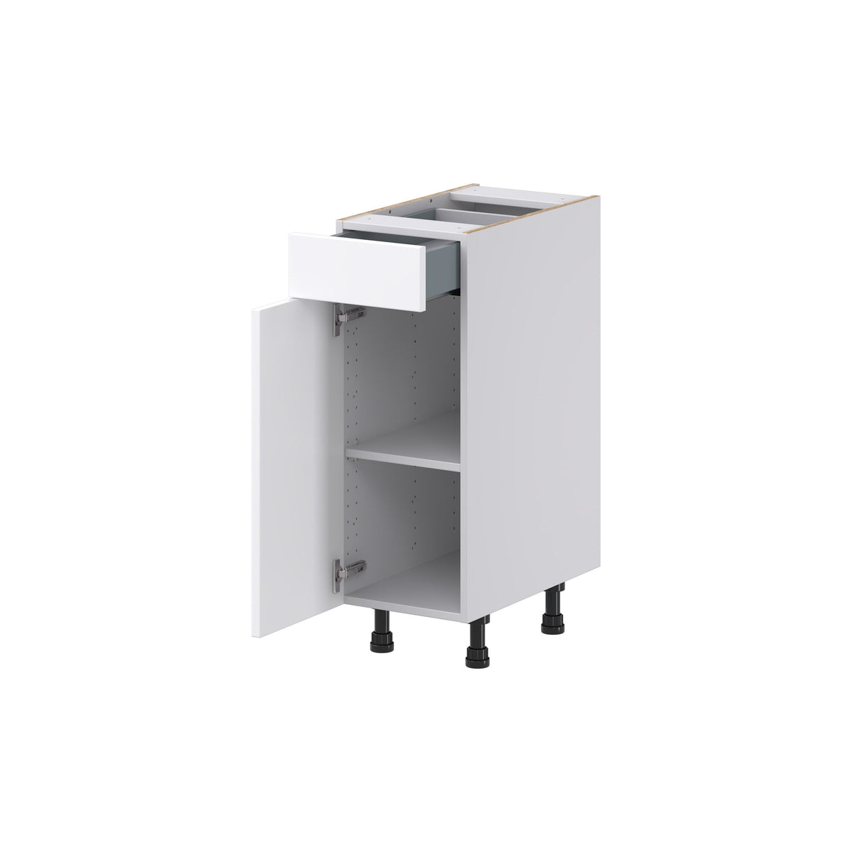 Hugo&Borg Lasalle 12-in W x 34.5-in H x 21-in D Bright White Slab 1-Drawer Base Fully Assembled Cabinet (Flat Panel Slab Door Style)