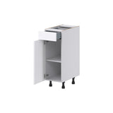 Hugo&Borg Lasalle 12-in W x 34.5-in H x 21-in D Bright White Slab 1-Drawer Base Fully Assembled Cabinet (Flat Panel Slab Door Style)