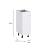 Hugo&Borg Lasalle 12-in W x 34.5-in H x 21-in D Bright White Slab 1-Drawer Base Fully Assembled Cabinet (Flat Panel Slab Door Style)