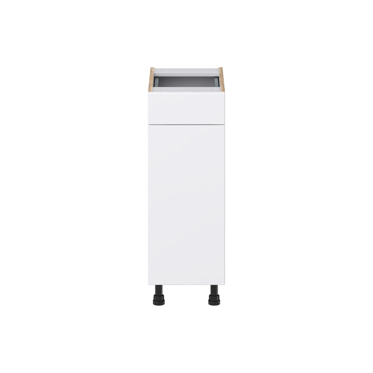 Hugo&Borg Lasalle 12-in W x 34.5-in H x 21-in D Bright White Slab 1-Drawer Base Fully Assembled Cabinet (Flat Panel Slab Door Style)
