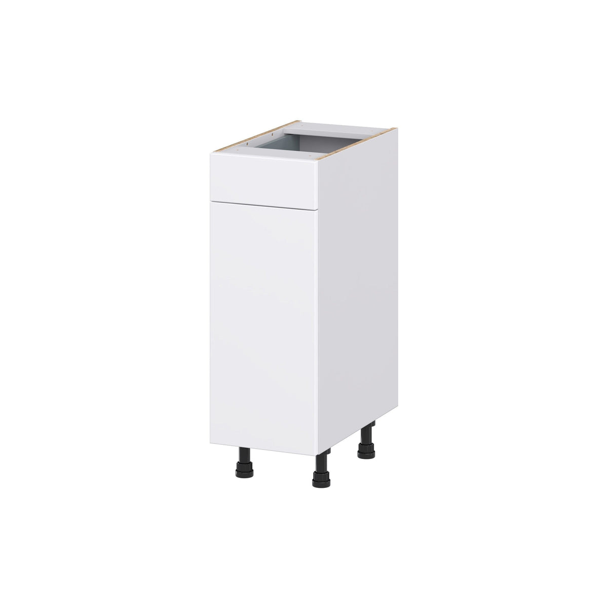 Hugo&Borg Lasalle 12-in W x 34.5-in H x 21-in D Bright White Slab 1-Drawer Base Fully Assembled Cabinet (Flat Panel Slab Door Style)
