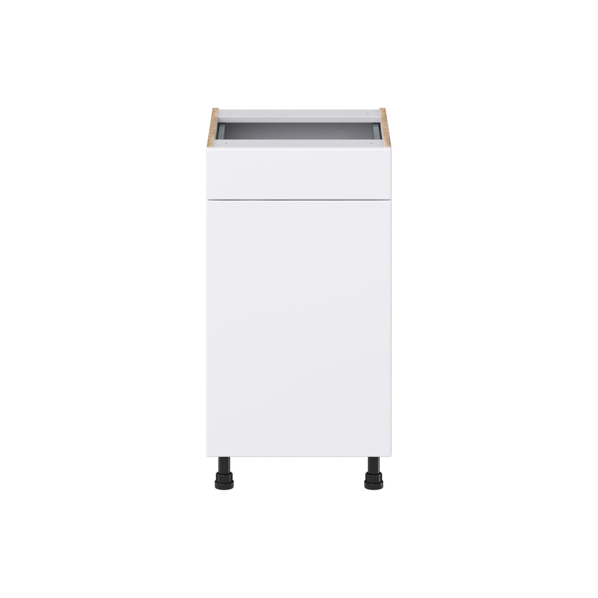 Hugo&Borg Lasalle 18-in W x 34.5-in H x 21-in D Bright White Slab 1-Drawer Base Fully Assembled Cabinet (Flat Panel Slab Door Style)