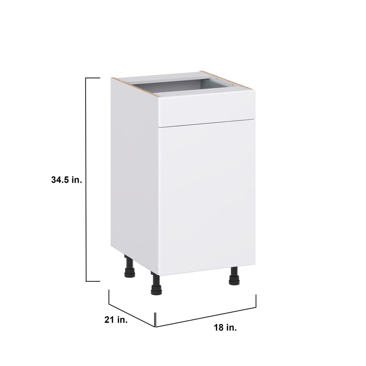 Hugo&Borg Lasalle 18-in W x 34.5-in H x 21-in D Bright White Slab 1-Drawer Base Fully Assembled Cabinet (Flat Panel Slab Door Style)