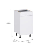 Hugo&Borg Lasalle 18-in W x 34.5-in H x 21-in D Bright White Slab 1-Drawer Base Fully Assembled Cabinet (Flat Panel Slab Door Style)