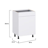 Hugo&Borg Lasalle 24-in W x 34.5-in H x 21-in D Bright White Slab 1-Drawer Base Fully Assembled Cabinet (Flat Panel Slab Door Style)