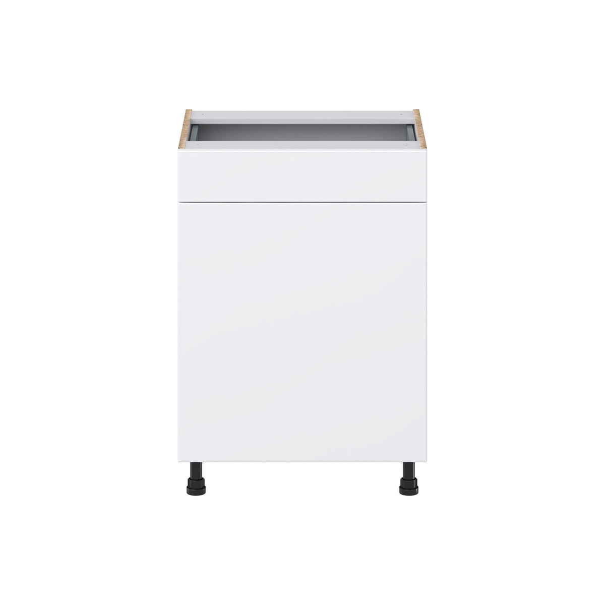 Hugo&Borg Lasalle 24-in W x 34.5-in H x 21-in D Bright White Slab 1-Drawer Base Fully Assembled Cabinet (Flat Panel Slab Door Style)