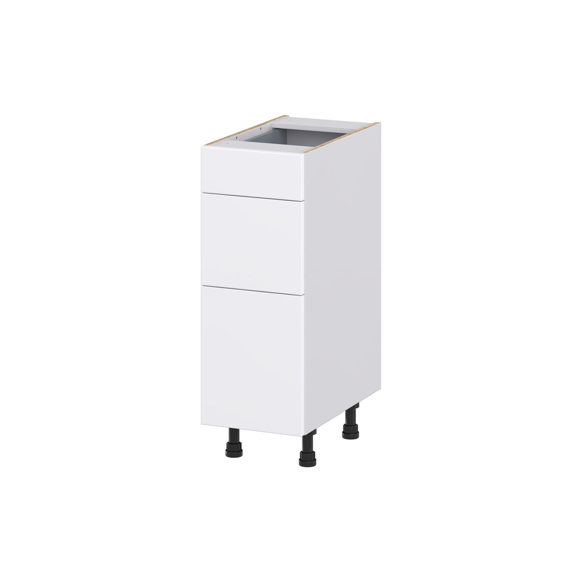 Hugo&Borg Lasalle 12-in W x 34.5-in H x 21-in D Bright White Slab 3-Drawer Base Fully Assembled Cabinet (Flat Panel Style)