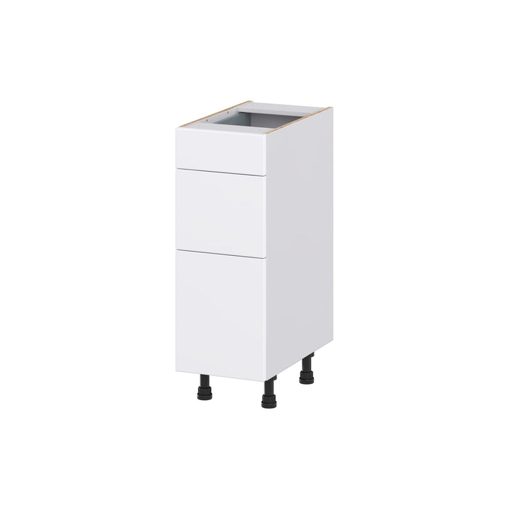 Hugo&Borg Lasalle 12-in W x 34.5-in H x 21-in D Bright White Slab 3-Drawer Base Fully Assembled Cabinet (Flat Panel Style)