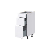 Hugo&Borg Lasalle 12-in W x 34.5-in H x 21-in D Bright White Slab 3-Drawer Base Fully Assembled Cabinet (Flat Panel Style)