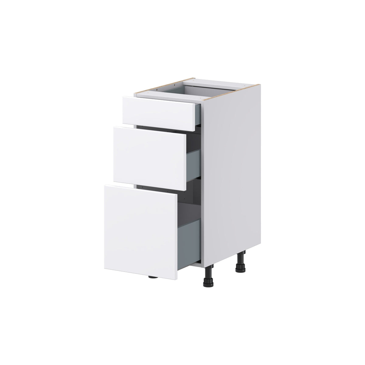 Hugo&Borg Lasalle 15-in W x 34.5-in H x 21-in D Bright White Slab 3-Drawer Base Fully Assembled Cabinet (Flat Panel Style)