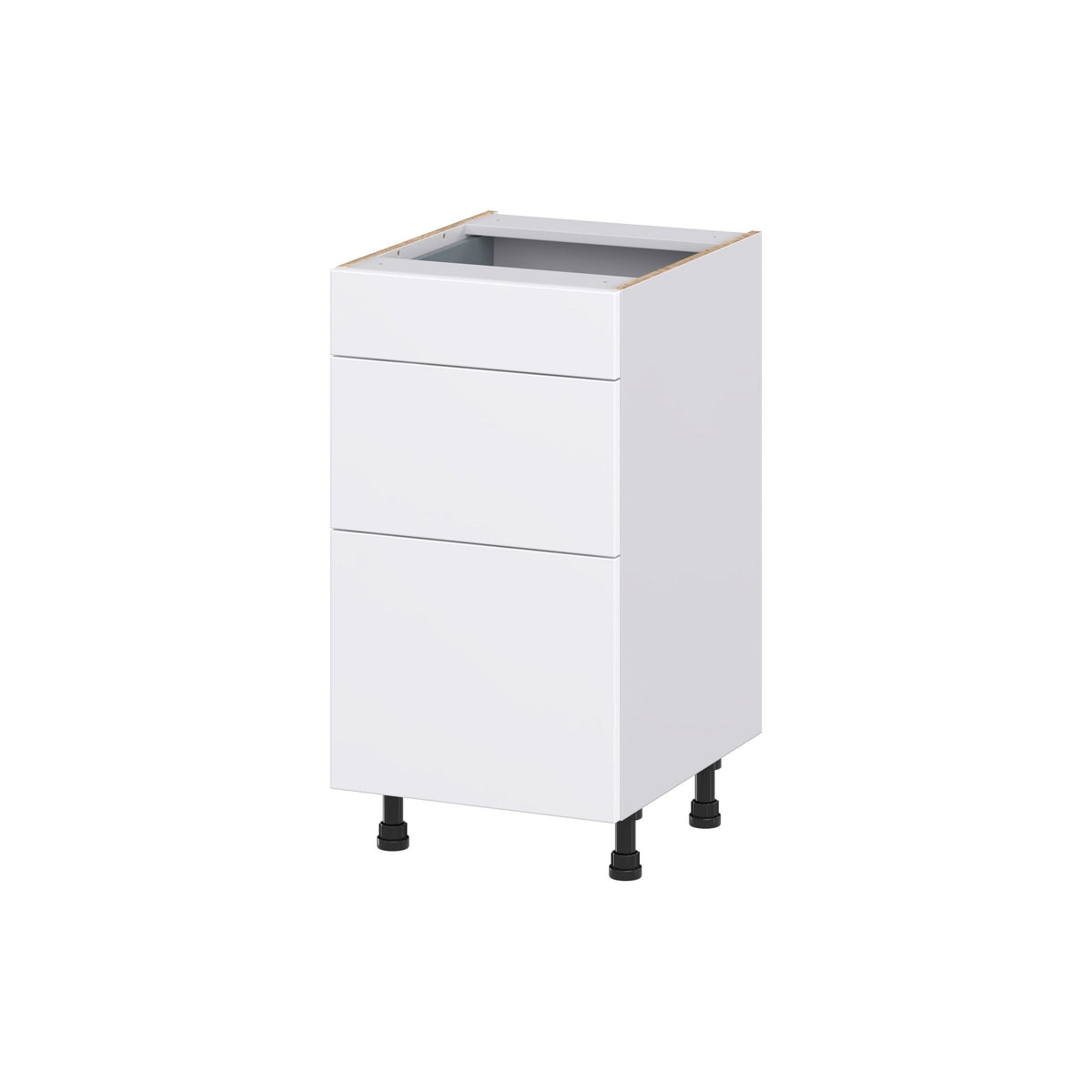 Hugo&Borg Lasalle 18-in W x 34.5-in H x 21-in D Bright White Slab 3-Drawer Base Fully Assembled Cabinet (Flat Panel Style)