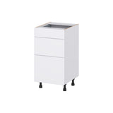 Hugo&Borg Lasalle 18-in W x 34.5-in H x 21-in D Bright White Slab 3-Drawer Base Fully Assembled Cabinet (Flat Panel Style)