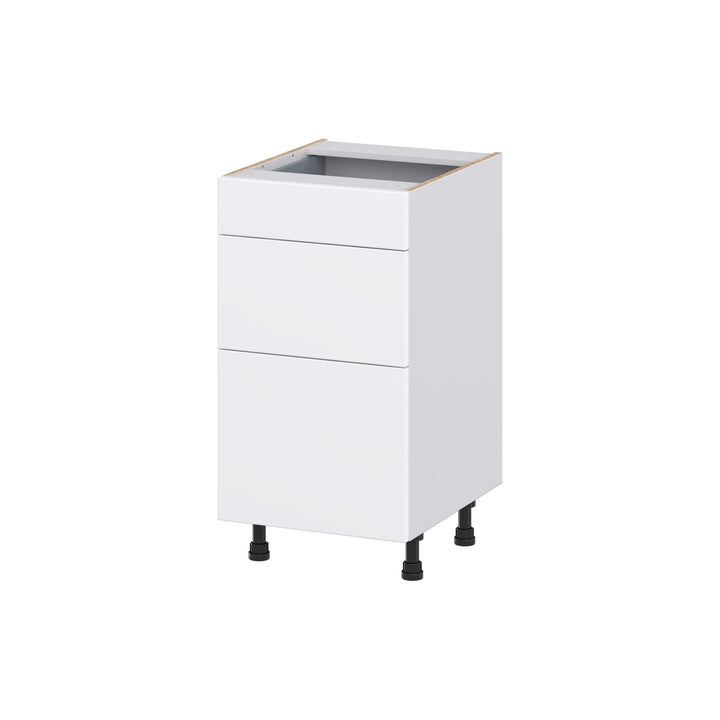 Hugo&Borg Lasalle 18-in W x 34.5-in H x 21-in D Bright White Slab 3-Drawer Base Fully Assembled Cabinet (Flat Panel Style)