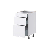 Hugo&Borg Lasalle 18-in W x 34.5-in H x 21-in D Bright White Slab 3-Drawer Base Fully Assembled Cabinet (Flat Panel Style)