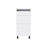 Hugo&Borg Lasalle 18-in W x 34.5-in H x 21-in D Bright White Slab 3-Drawer Base Fully Assembled Cabinet (Flat Panel Style)