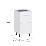 Hugo&Borg Lasalle 18-in W x 34.5-in H x 21-in D Bright White Slab 3-Drawer Base Fully Assembled Cabinet (Flat Panel Style)