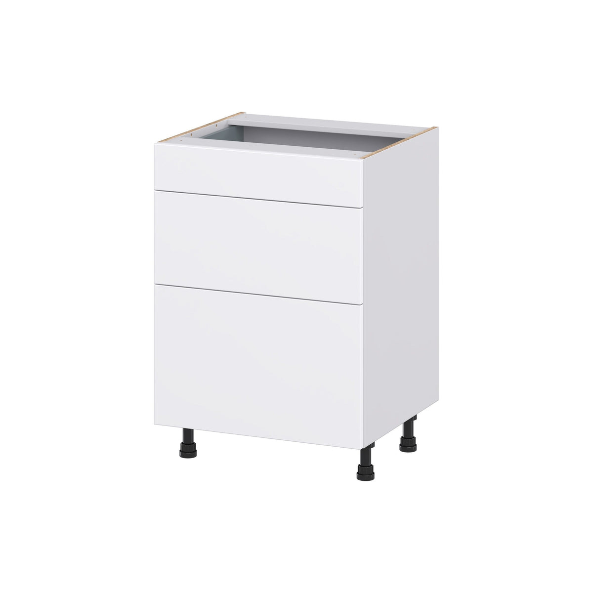 Hugo&Borg Lasalle 24-in W x 34.5-in H x 21-in D Bright White Slab 3-Drawer Base Fully Assembled Cabinet (Flat Panel Style)