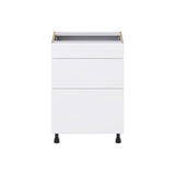 Hugo&Borg Lasalle 24-in W x 34.5-in H x 21-in D Bright White Slab 3-Drawer Base Fully Assembled Cabinet (Flat Panel Style)