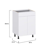 Hugo&Borg Lasalle 24-in W x 34.5-in H x 21-in D Bright White Slab Sink Base Fully Assembled Cabinet (Flat Panel Slab Style)