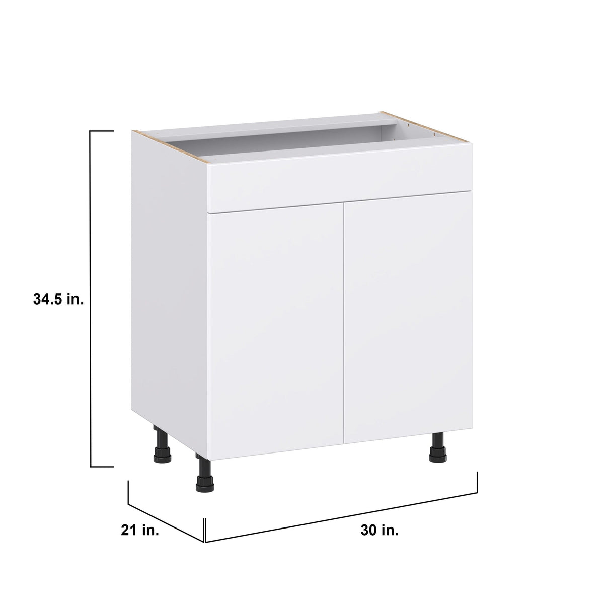 Hugo&Borg Lasalle 30-in W x 34.5-in H x 21-in D Bright White Slab Sink Base Fully Assembled Cabinet (Flat Panel Slab Style)
