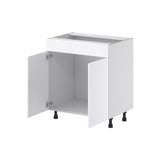 Hugo&Borg Lasalle 30-in W x 34.5-in H x 21-in D Bright White Slab Sink Base Fully Assembled Cabinet (Flat Panel Slab Style)