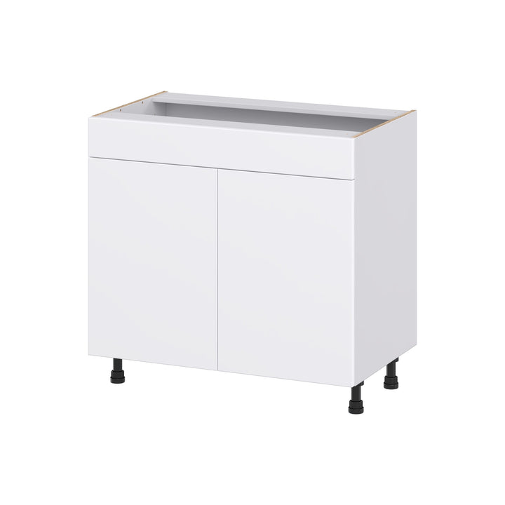 Hugo&Borg Lasalle 36-in W x 34.5-in H x 21-in D Bright White Slab Sink Base Fully Assembled Cabinet (Flat Panel Slab Style)