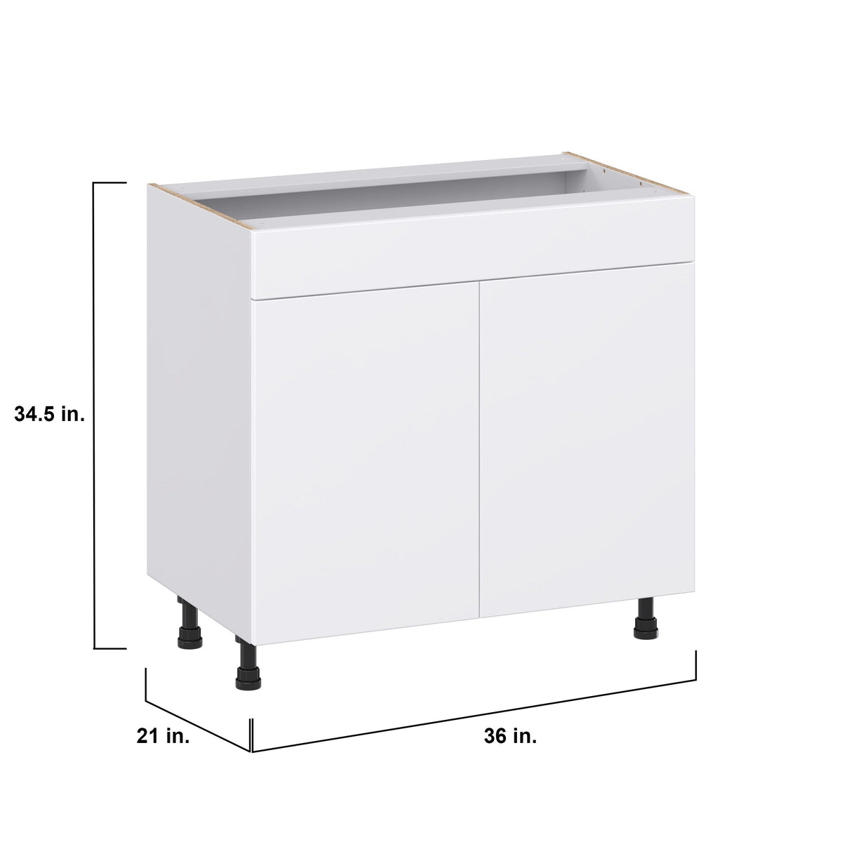 Hugo&Borg Lasalle 36-in W x 34.5-in H x 21-in D Bright White Slab Sink Base Fully Assembled Cabinet (Flat Panel Slab Style)