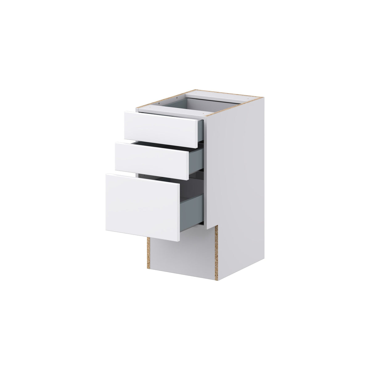 Hugo&Borg Lasalle 15-in W x 30-in H x 21-in D Bright White Slab 3-Drawer Base Fully Assembled Cabinet (Flat Panel Style)