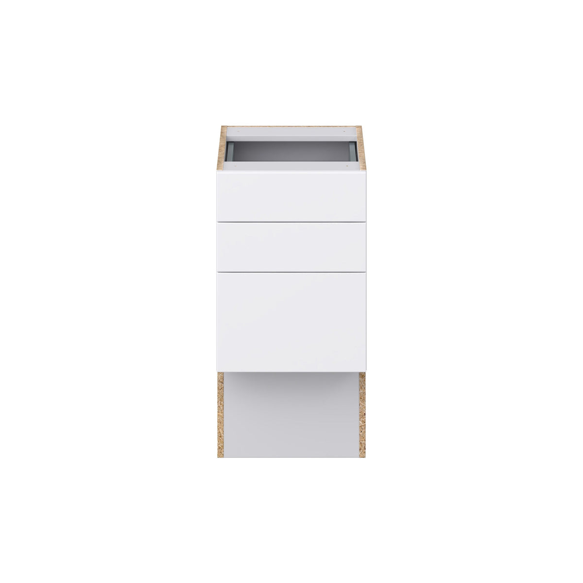 Hugo&Borg Lasalle 15-in W x 30-in H x 21-in D Bright White Slab 3-Drawer Base Fully Assembled Cabinet (Flat Panel Style)