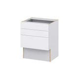 Hugo&Borg Lasalle 24-in W x 30-in H x 21-in D Bright White Slab 3-Drawer Base Fully Assembled Cabinet (Flat Panel Style)