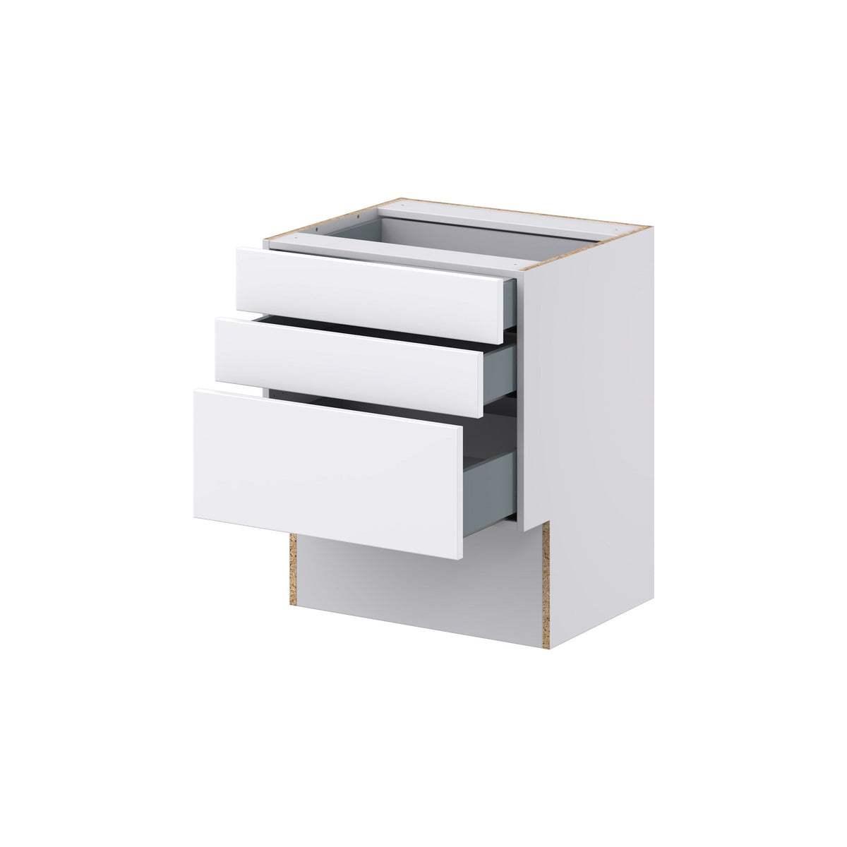Hugo&Borg Lasalle 24-in W x 30-in H x 21-in D Bright White Slab 3-Drawer Base Fully Assembled Cabinet (Flat Panel Style)