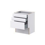 Hugo&Borg Lasalle 24-in W x 30-in H x 21-in D Bright White Slab 3-Drawer Base Fully Assembled Cabinet (Flat Panel Style)