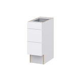 Hugo&Borg Lasalle 12-in W x 32.5-in H x 25-in D Bright White Slab 3-Drawer Base Fully Assembled Cabinet (Flat Panel Style)