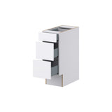 Hugo&Borg Lasalle 12-in W x 32.5-in H x 25-in D Bright White Slab 3-Drawer Base Fully Assembled Cabinet (Flat Panel Style)