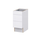Hugo&Borg Lasalle 15-in W x 32.5-in H x 25-in D Bright White Slab 3-Drawer Base Fully Assembled Cabinet (Flat Panel Style)
