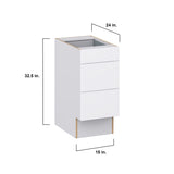 Hugo&Borg Lasalle 15-in W x 32.5-in H x 25-in D Bright White Slab 3-Drawer Base Fully Assembled Cabinet (Flat Panel Style)