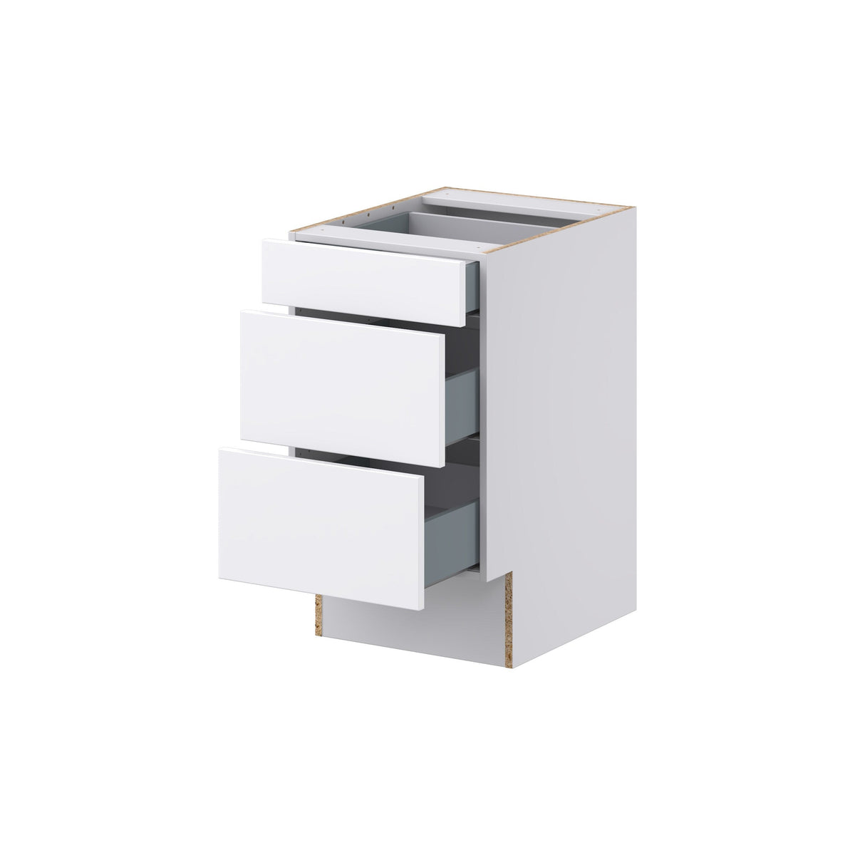 Hugo&Borg Lasalle 18-in W x 32.5-in H x 25-in D Bright White Slab 3-Drawer Base Fully Assembled Cabinet (Flat Panel Style)