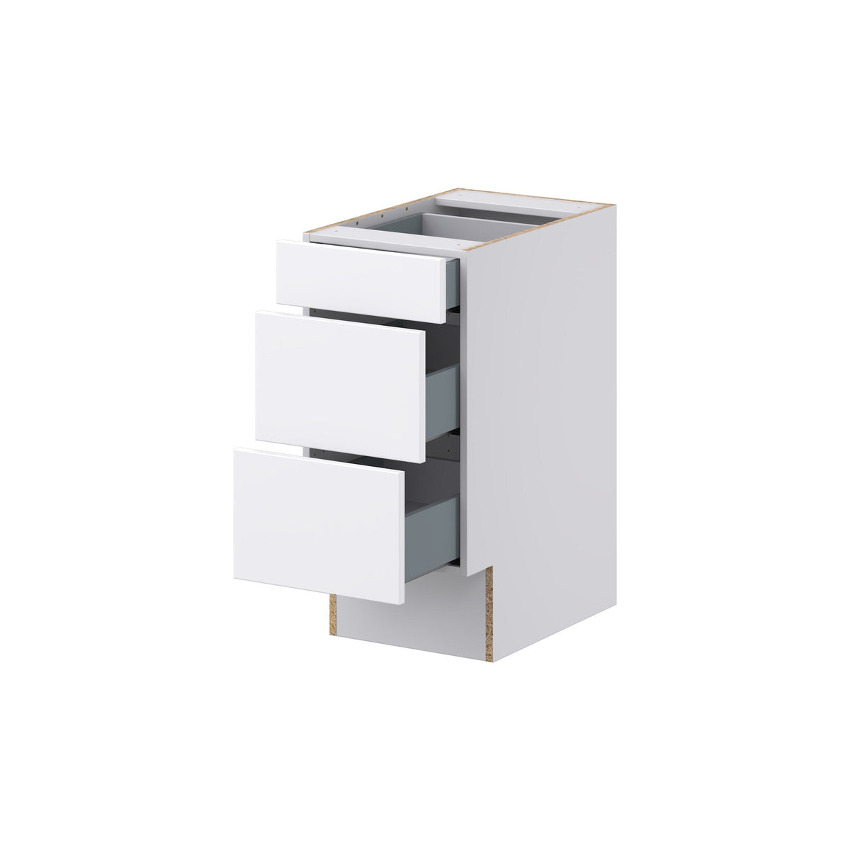 Hugo&Borg Lasalle 15-in W x 32.5-in H x 25-in D Bright White Slab 3-Drawer Base Fully Assembled Cabinet (Flat Panel Style)