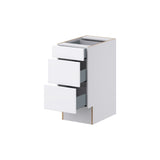 Hugo&Borg Lasalle 15-in W x 32.5-in H x 25-in D Bright White Slab 3-Drawer Base Fully Assembled Cabinet (Flat Panel Style)