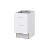 Hugo&Borg Lasalle 18-in W x 32.5-in H x 25-in D Bright White Slab 3-Drawer Base Fully Assembled Cabinet (Flat Panel Style)