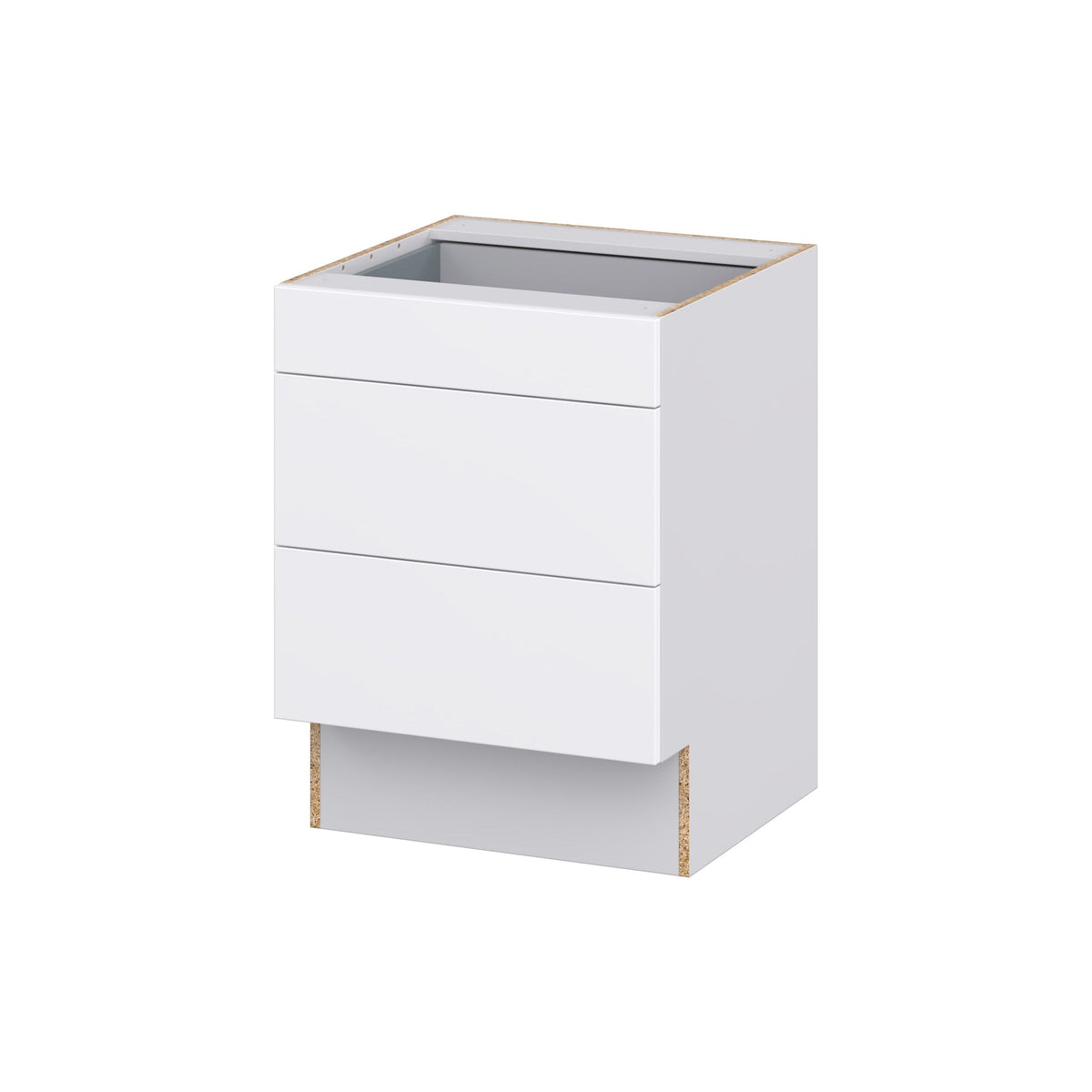 Hugo&Borg Lasalle 24-in W x 32.5-in H x 25-in D Bright White Slab 3-Drawer Base Fully Assembled Cabinet (Flat Panel Style)