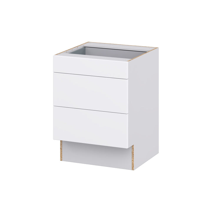 Hugo&Borg Lasalle 24-in W x 32.5-in H x 25-in D Bright White Slab 3-Drawer Base Fully Assembled Cabinet (Flat Panel Style)