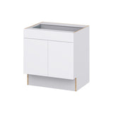 Hugo&Borg Lasalle 30-in W x 32.5-in H x 25-in D Bright White Slab 1-Drawer Base Fully Assembled Cabinet (Flat Panel Slab Style)