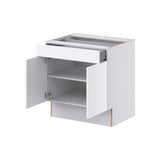 Hugo&Borg Lasalle 30-in W x 32.5-in H x 25-in D Bright White Slab 1-Drawer Base Fully Assembled Cabinet (Flat Panel Slab Style)